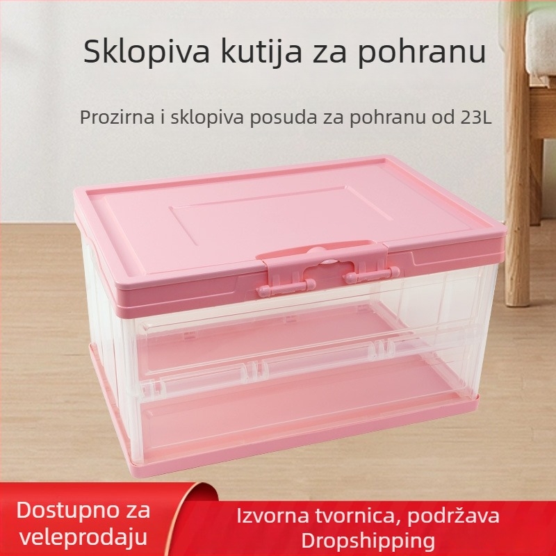 Skladišna kutija za garderobu, sklopiva, prozirna plastična kutija za odjeću i igračke, kapacitet 20–30 L