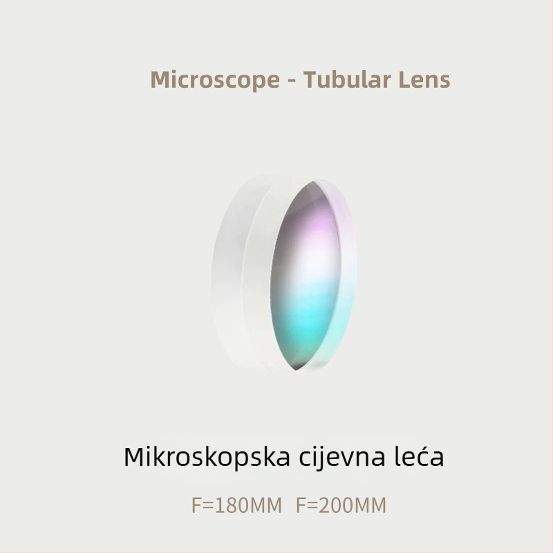 Dvostruko cementirana cijevna leća s beskonačnim optičkim putem, žarišne duljine 180 mm i 200 mm.