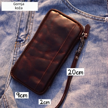 Nova japanska vintage kožna novčanik s zipom, unisex dugački novčanik i ručna torba za telefon