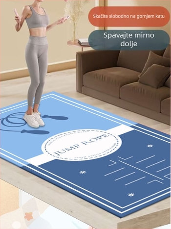 Šok-ublažavajuća podloga za skakanje konopcem, zvučna izolacija, jastuk za koljena, 6 mm debela, protuklizna joga i fitness podloga, 80 × 120 cm.