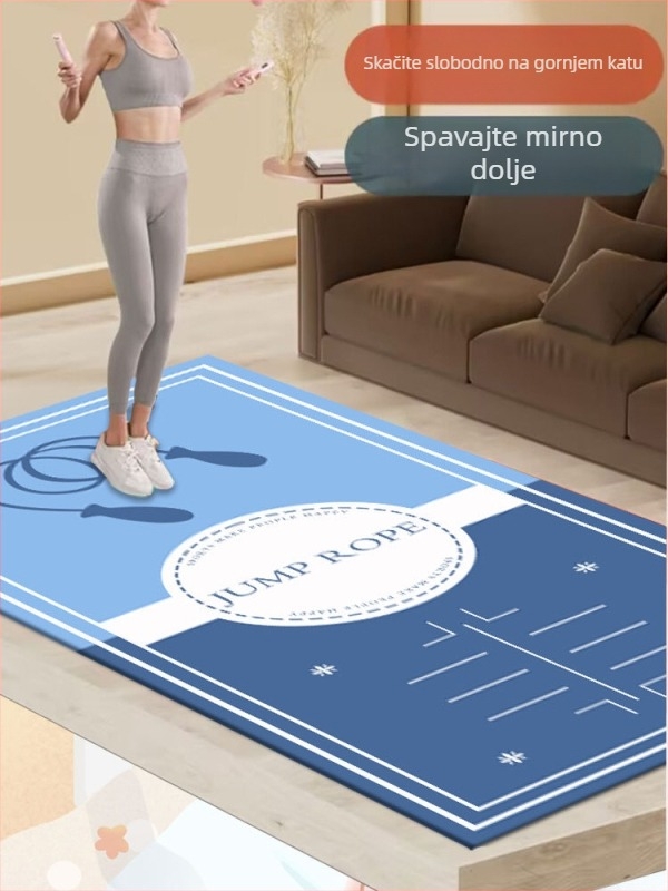 Šok-ublažavajuća podloga za skakanje konopcem, zvučna izolacija, jastuk za koljena, 6 mm debela, protuklizna joga i fitness podloga, 80 × 120 cm.