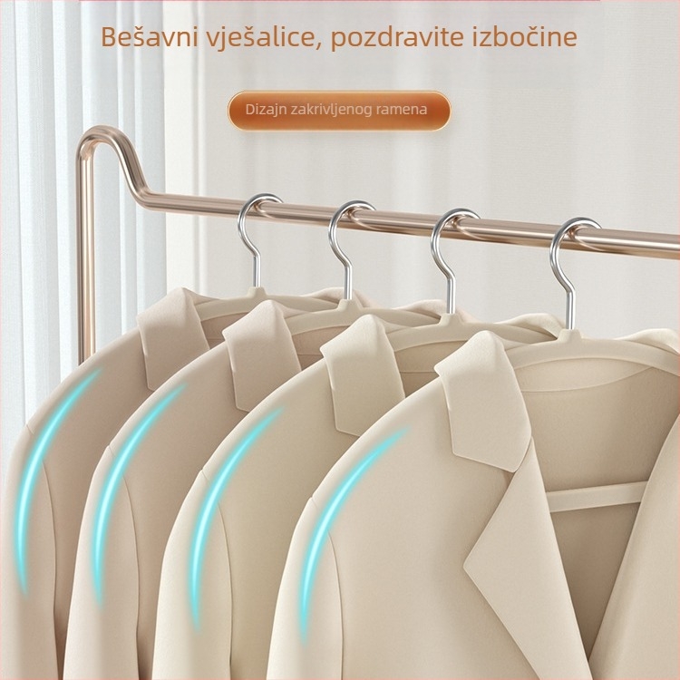 Vješalica za odjeću s flocking premazom za kućnu uporabu — protuklizna, bezšivna konstrukcija, organizator garderobe