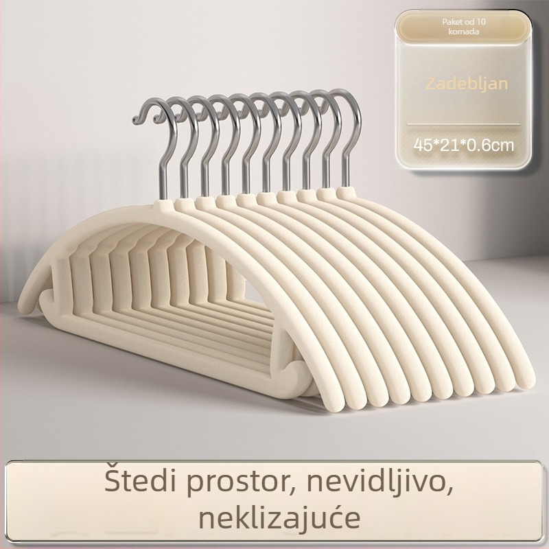 Vješalica za odjeću s flocking premazom za kućnu uporabu — protuklizna, bezšivna konstrukcija, organizator garderobe
