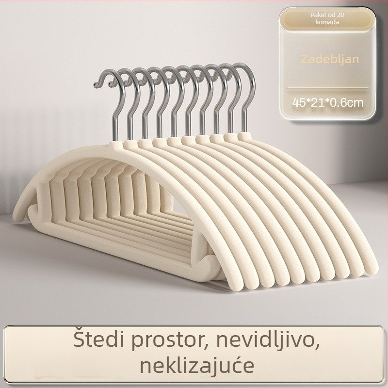 Vješalica za odjeću s flocking premazom za kućnu uporabu — protuklizna, bezšivna konstrukcija, organizator garderobe
