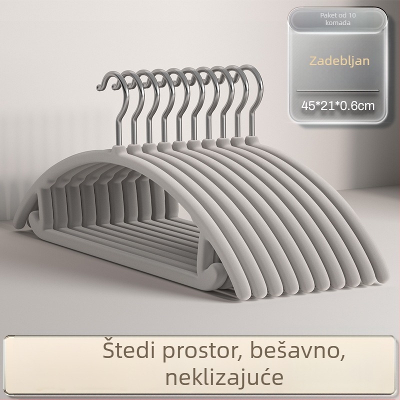 Vješalica za odjeću s flocking premazom za kućnu uporabu — protuklizna, bezšivna konstrukcija, organizator garderobe