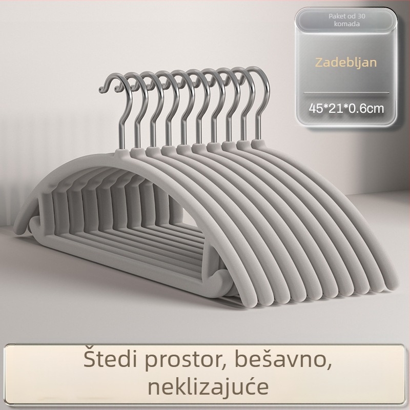 Vješalica za odjeću s flocking premazom za kućnu uporabu — protuklizna, bezšivna konstrukcija, organizator garderobe
