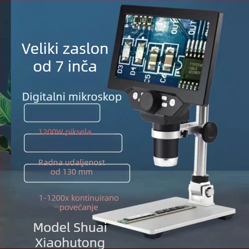 12 MP elektronski mikroskop s 7-inčnim LCD zaslonom, bez kašnjenja, uključuje kompenzacijsko svjetlo