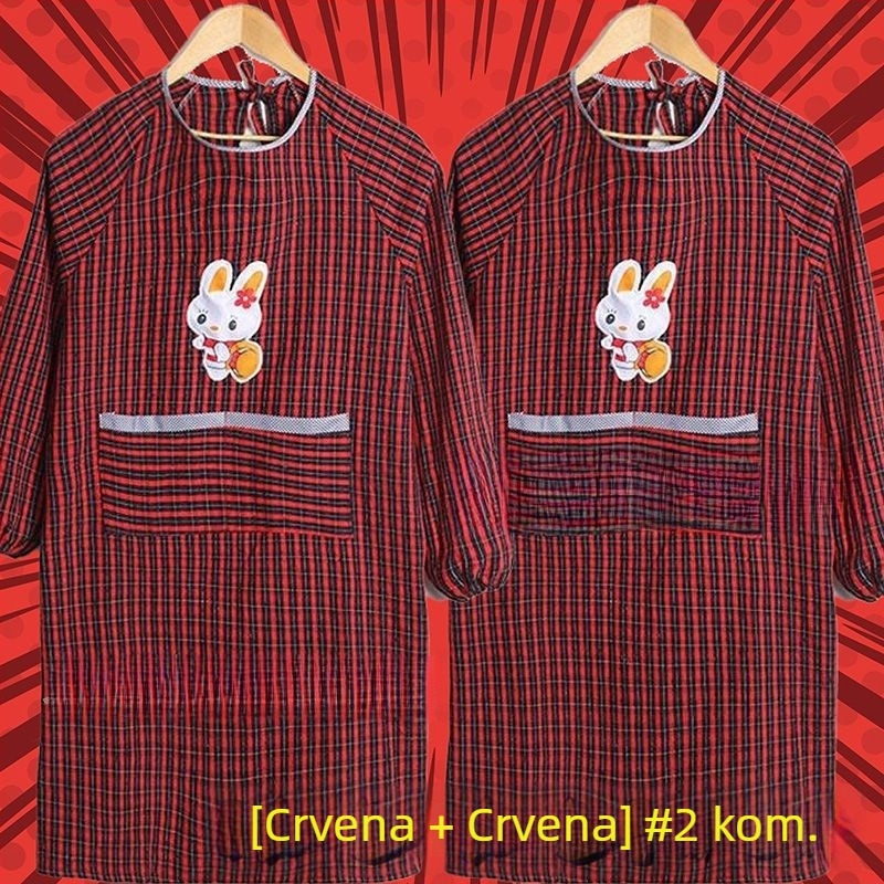 Pregača s dugim rukavima od 100% pamuka, karirani uzorak, otporna na ulje i mrlje, slatka unisex radna odjeća za odrasle