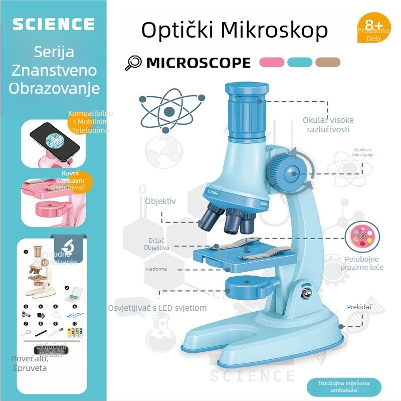 Dječji mikroskop – edukativni set za biologiju i kemiju u poklon kutiji