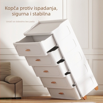 Veliki 75 cm ormarić za pohranu s ladicama, prijenosni plastični ormarić, pet ladica, noćni ormarić za spavaću sobu