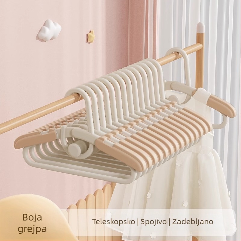 Vješalica za dječju odjeću za bebe i novorođenčad, produživa, bez mirisa, sklopiva, za vješanje i pohranu odjeće