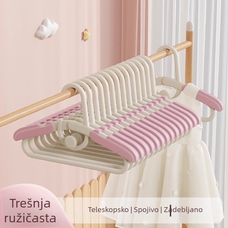 Vješalica za dječju odjeću za bebe i novorođenčad, produživa, bez mirisa, sklopiva, za vješanje i pohranu odjeće
