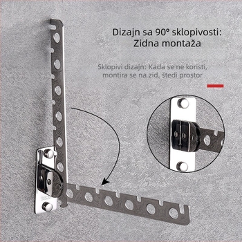 Sklopivi stalak za sušenje rublja od nehrđajućeg čelika, zidni, balkonska šipka