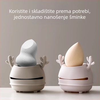 Silikonski organizator spužvica za šminku u obliku rogova jelena, prijenosno, prozračno, višefunkcionalno