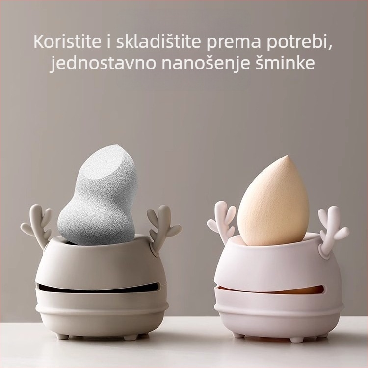 Silikonski organizator spužvica za šminku u obliku rogova jelena, prijenosno, prozračno, višefunkcionalno