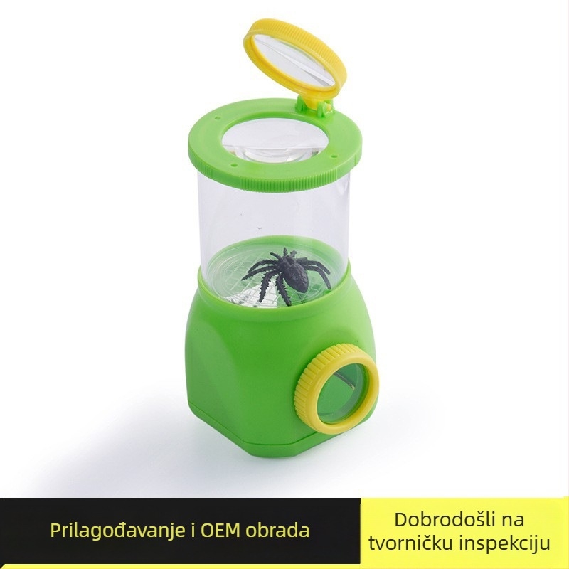 Dječji promatrač insekata s preklopnim poklopcem, dvostrukim povećanjem, akrilno stolno povećalo, prijenosno