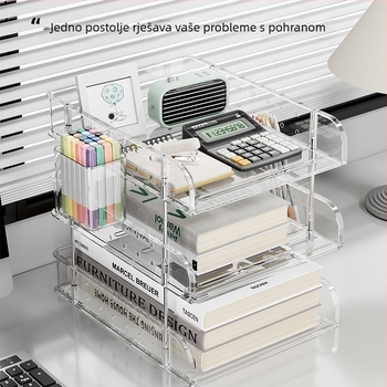 Prozirni stolni organizator dokumenata za A4 papir, s 4 etaže skladišta