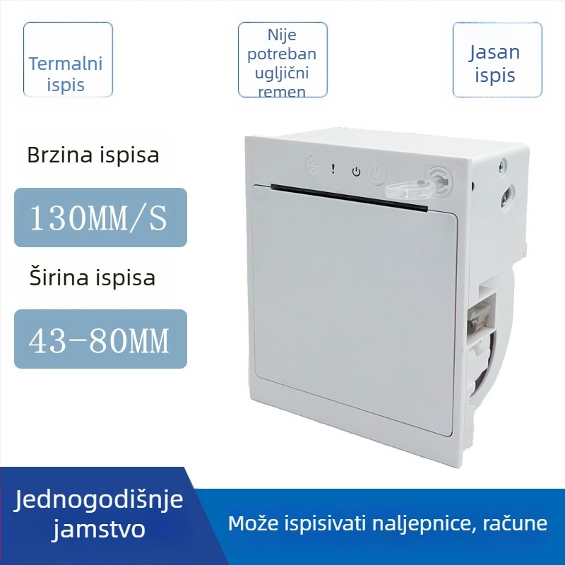 Ugrađeni termalni pisač za etikete i račune s rezačem, panelni pisač