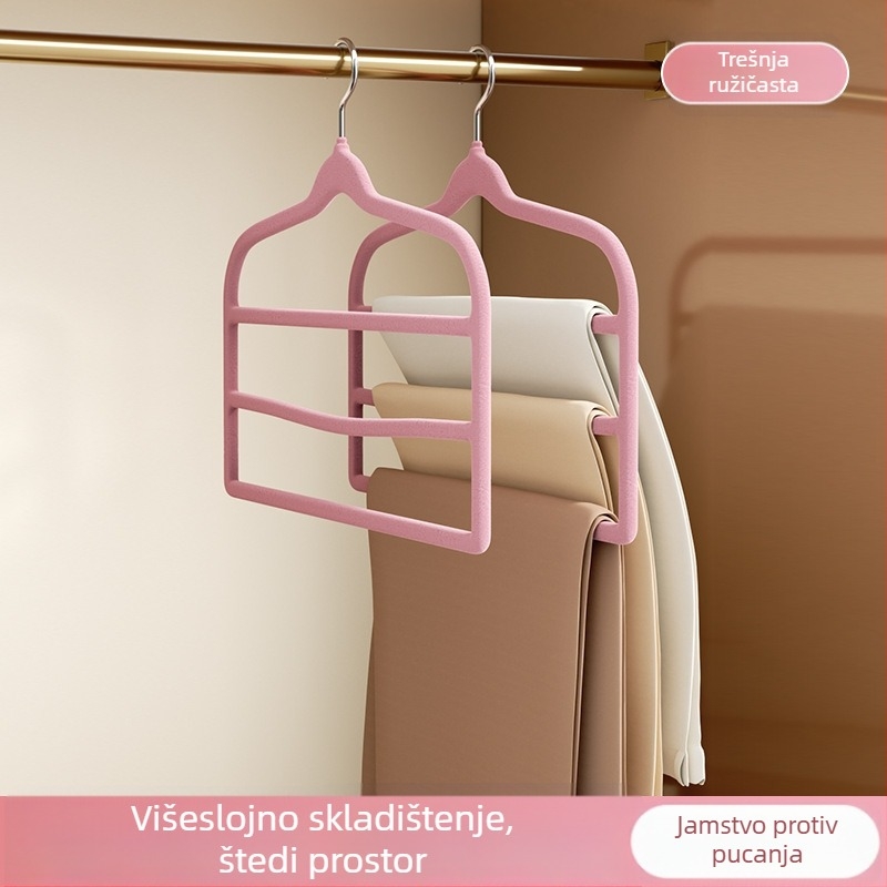 Višeslojna vješalica za odjeću s protukliznim velurovim premazom, jednostavno kućno skladištenje, ojačane vješalice za hlače i odjeću
