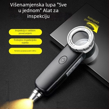 Višefunkcijska lupa visoke rezolucije sa LED svjetlom za profesionalnu identifikaciju Wenwan nakita, duhana i vina te čajnika od ljubičaste glinene – punjiva.