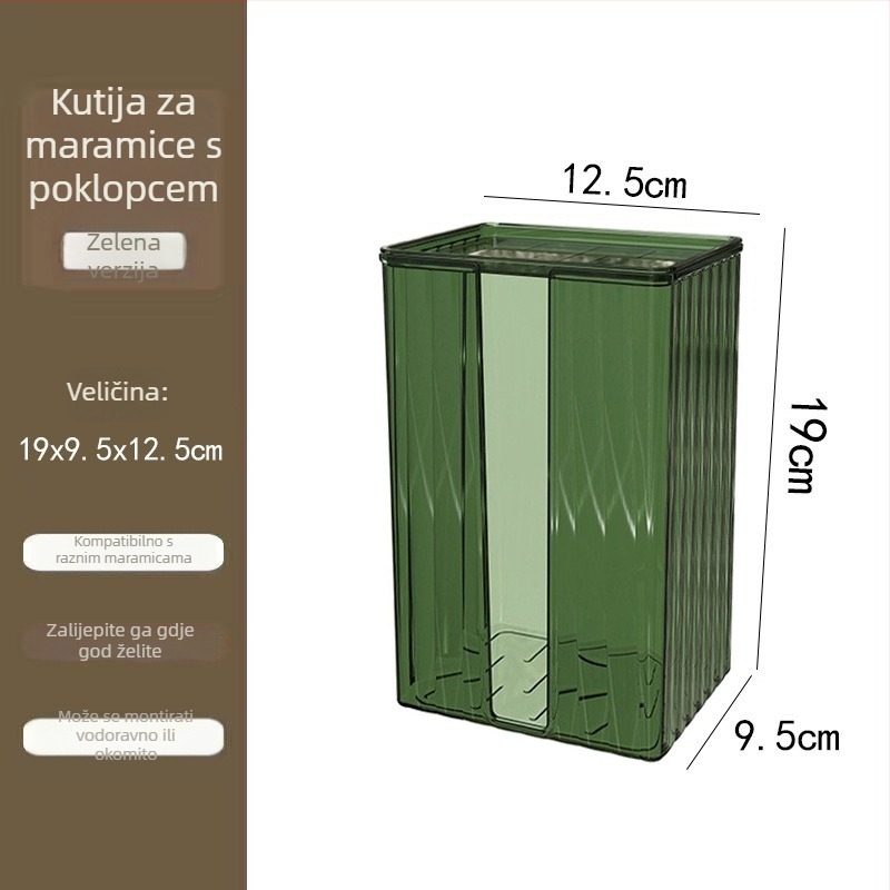 Zidna kutija za maramice i prostor za pohranu ručnika za lice, kupaonica i kuhinja, bez bušenja, preokrenuta kutija za papir