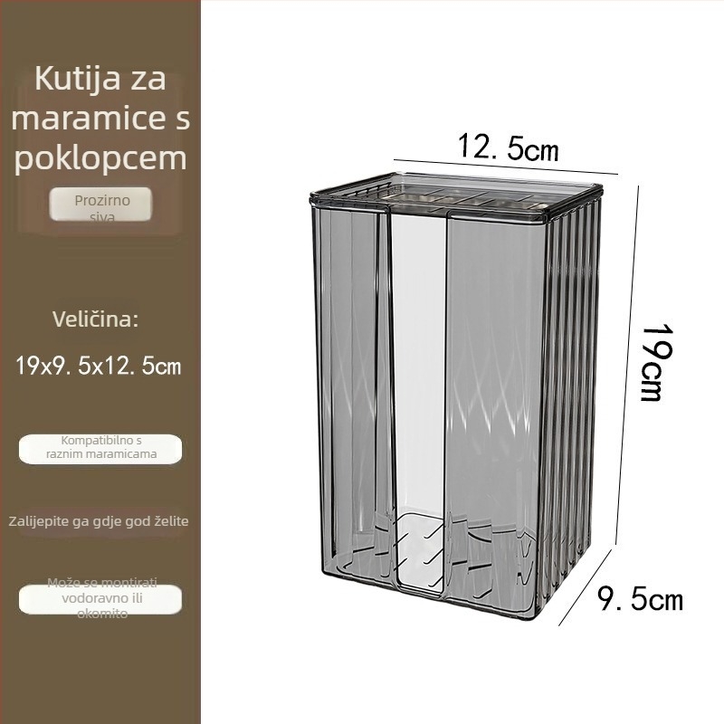 Zidna kutija za maramice i prostor za pohranu ručnika za lice, kupaonica i kuhinja, bez bušenja, preokrenuta kutija za papir