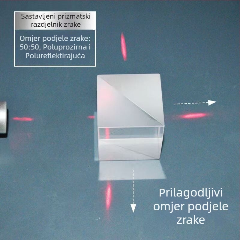 Optički eksperimentalni prizmi: pravokutni prizmi za raspodjelu zrake, prozirni mali prizmi s djelomičnom propusnošću i refleksijom