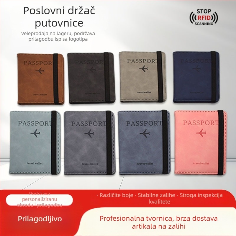 PU kožni držač za putovnicu s RFID zaštitom, višestruki pretinci za kartice, organizator putnih karata i dokumenata — premium torba za dokumente