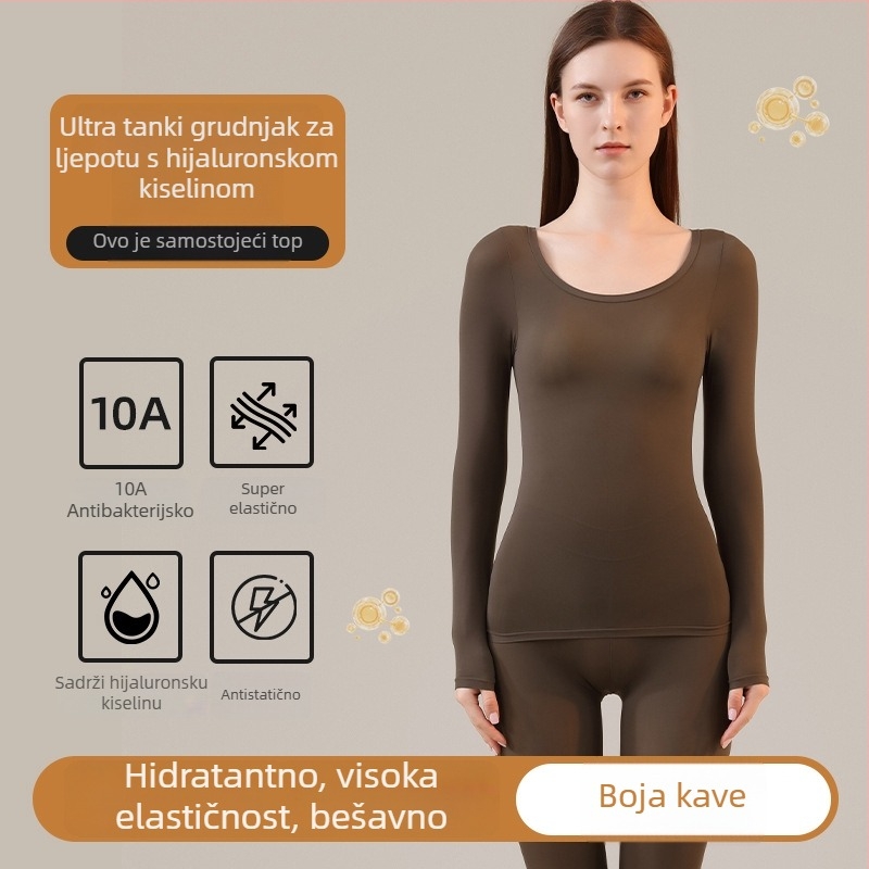 Ženski ultra-tanki termalni set za jesen i zimu, bezšivni gornji dio i donji dio, bazni sloj