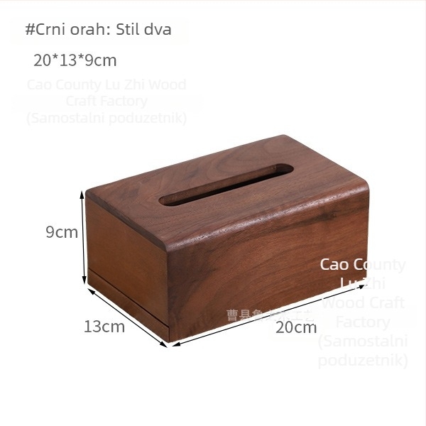 Drvena kutija za maramice, crni orah, za ured i dom, dnevni boravak
