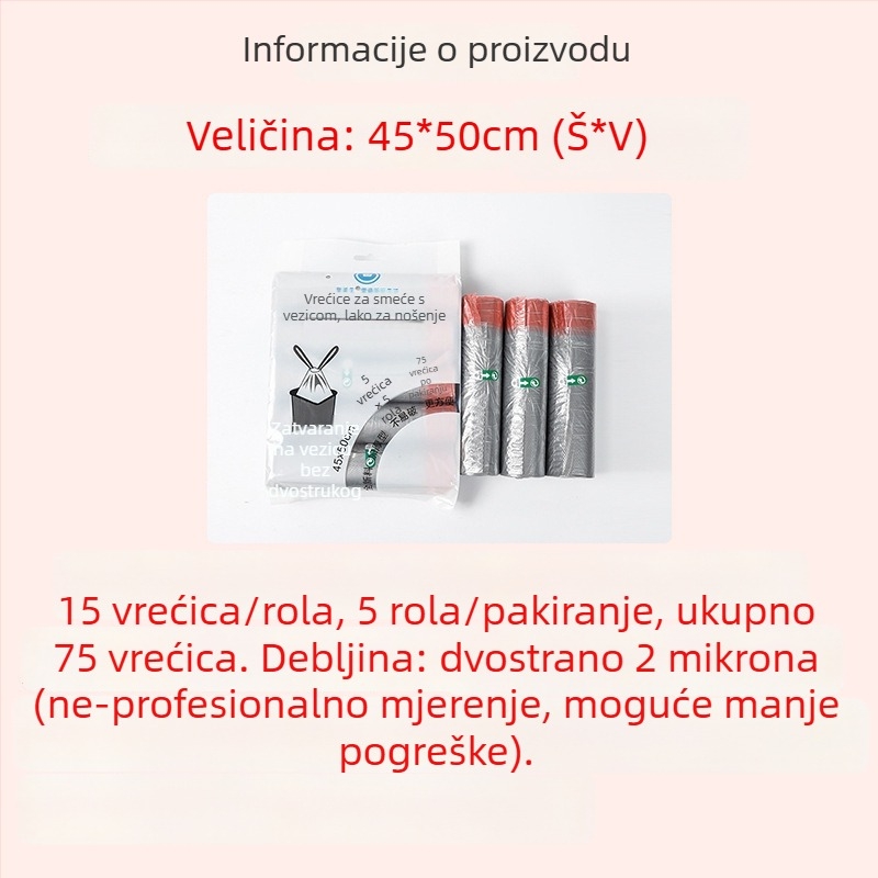 Teške vreće za smeće s vezicom, kućna upotreba, PE materijal, veliki, jednokratni