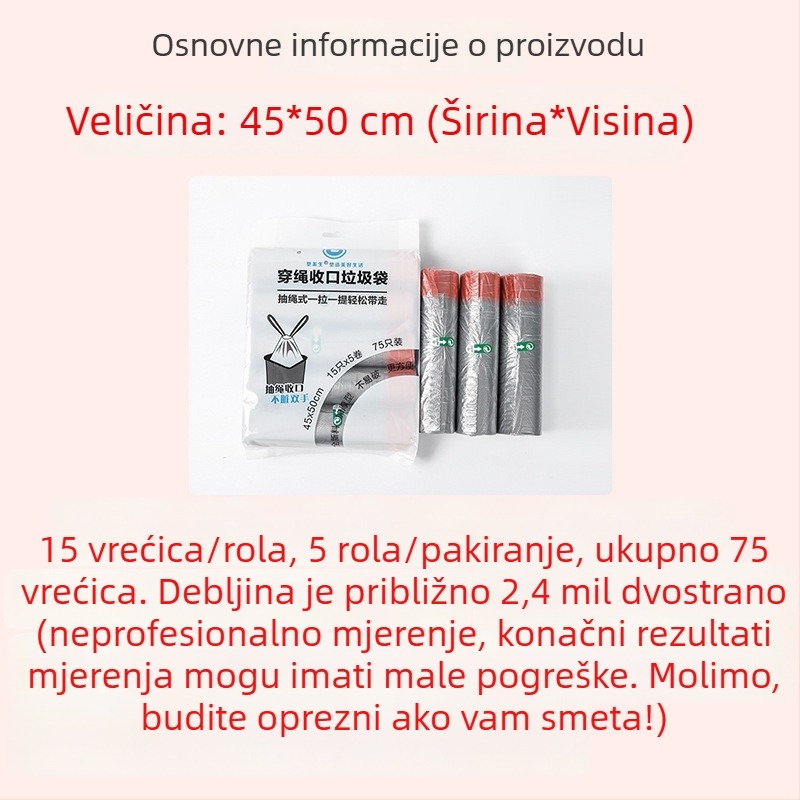 Teške vreće za smeće s vezicom, kućna upotreba, PE materijal, veliki, jednokratni