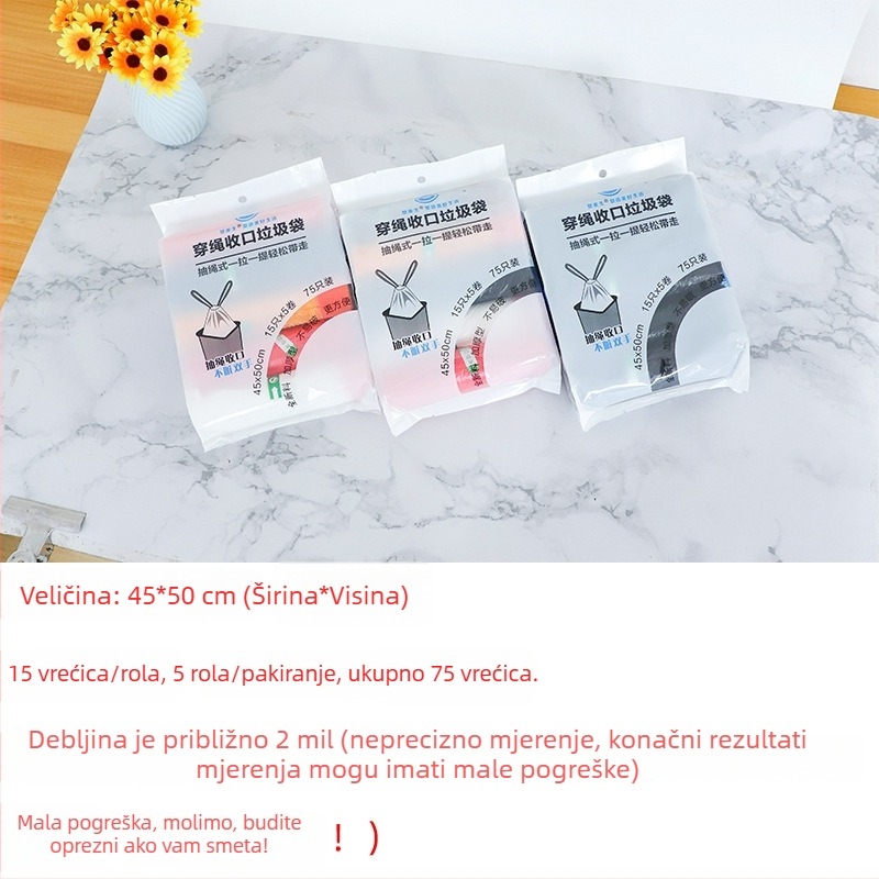 Teške vreće za smeće s vezicom, kućna upotreba, PE materijal, veliki, jednokratni