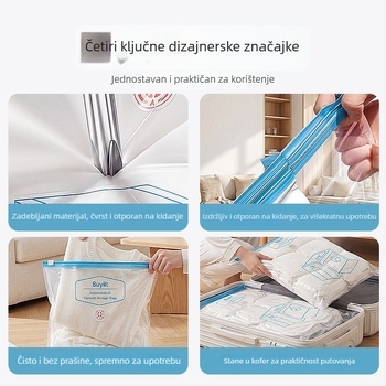 Vakuumske vrećice za pohranu s kompresijom, debele vrećice za odjeću s 3D kompresijom, antibakterijska velika vrećica za pokrivače i puffer jakne