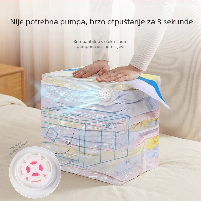 Vakuumske vrećice za pohranu s kompresijom, debele vrećice za odjeću s 3D kompresijom, antibakterijska velika vrećica za pokrivače i puffer jakne