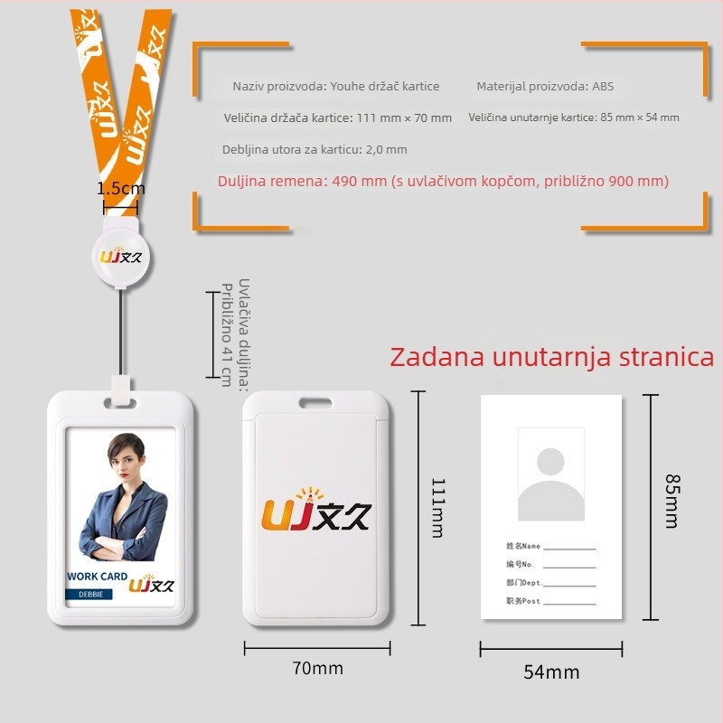 Wenjiu Kožna kartica za kartice s izvučnim kopčom — za radnu iskaznicu, karticu za pristup, autobusnu kartu, studentsku i školsku iskaznicu
