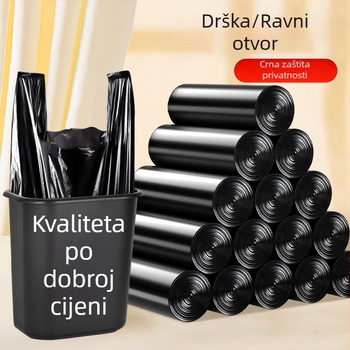 Crne debele vreće za otpad s ručkama, kućna upotreba, veličina srednja–velika