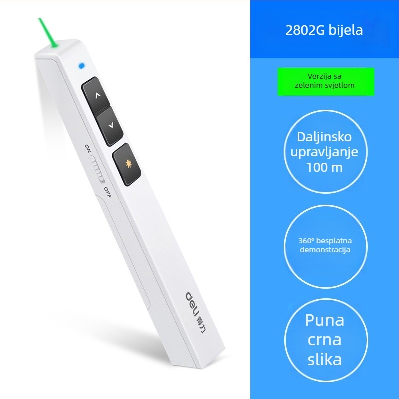 Deli 2802 olovka za prebacivanje stranica, PPT daljinski upravljač, laserska projekcijska olovka, elektronički pokazivač za nastavu, USB multimedija