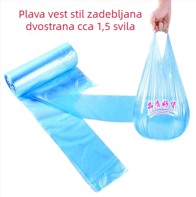 Debeli prsluk-stil vrećica za otpad, ručno nosiva, velika, jednokratna, perforirana, kućne boje