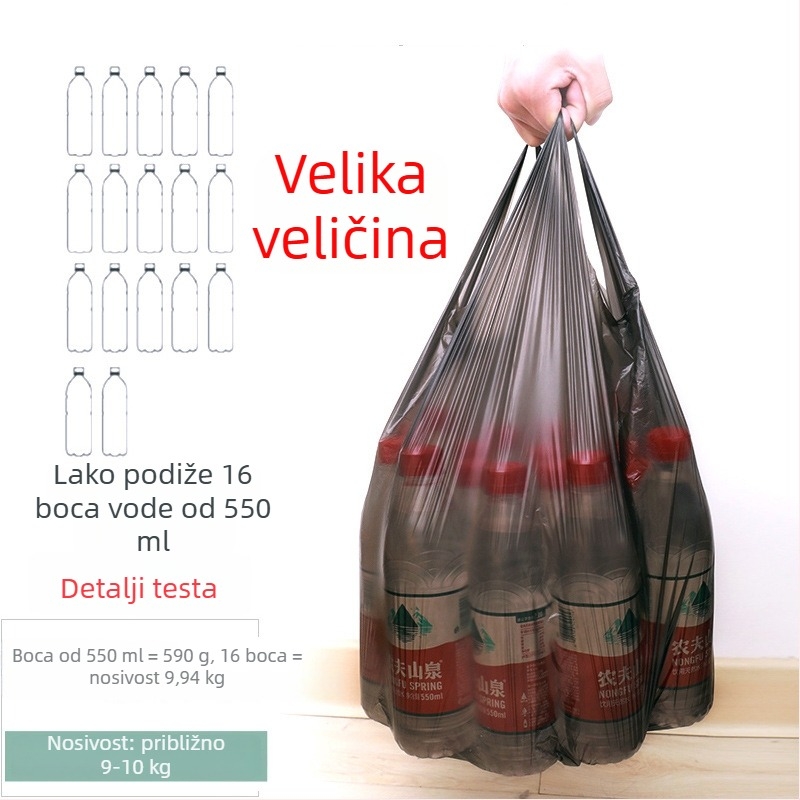 Debeli prsluk-stil vrećica za otpad, ručno nosiva, velika, jednokratna, perforirana, kućne boje