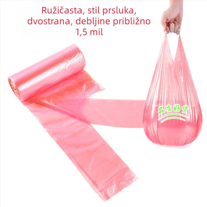 Debeli prsluk-stil vrećica za otpad, ručno nosiva, velika, jednokratna, perforirana, kućne boje
