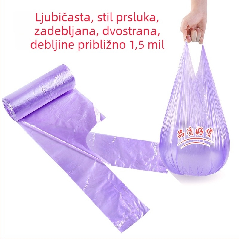 Debeli prsluk-stil vrećica za otpad, ručno nosiva, velika, jednokratna, perforirana, kućne boje
