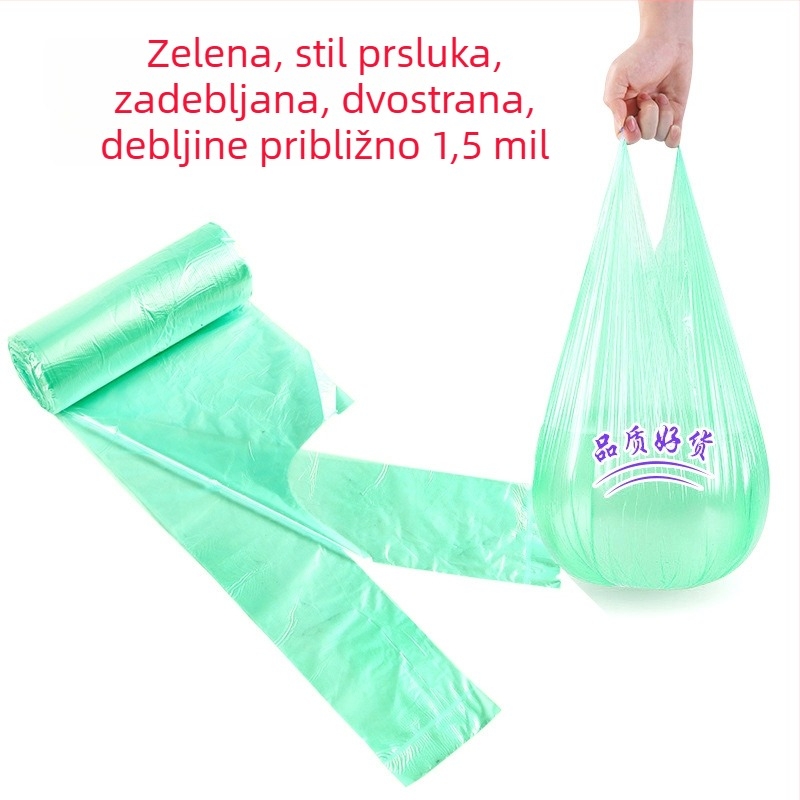Debeli prsluk-stil vrećica za otpad, ručno nosiva, velika, jednokratna, perforirana, kućne boje