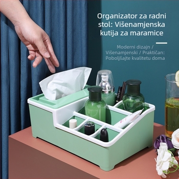 Europska kutija za maramice na stolu od PP plastike, za dom i dnevni boravak — višenamjensko skladištenje maramica, daljinskih upravljača i kabela za punjenje
