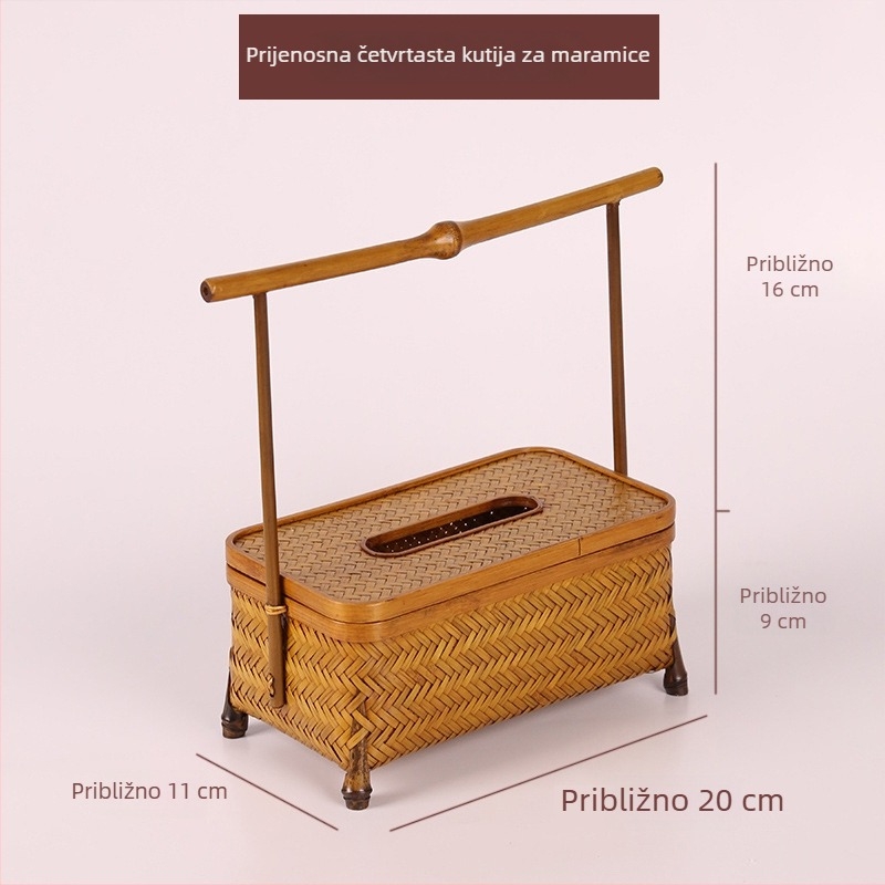 Kutija za maramice od bambusa, pleteni dizajn, novi kineski stil, stolni ukras za dnevni boravak, zen inspiriran
