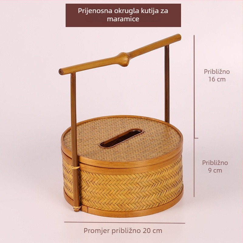 Kutija za maramice od bambusa, pleteni dizajn, novi kineski stil, stolni ukras za dnevni boravak, zen inspiriran