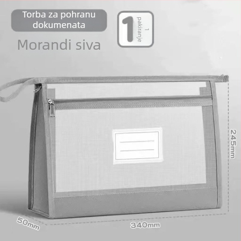 A4 dvostruka torba za dokumente, prozirna, velika kapaciteta, bijela mreža za papire, organizator za učenike sa zatvaračem