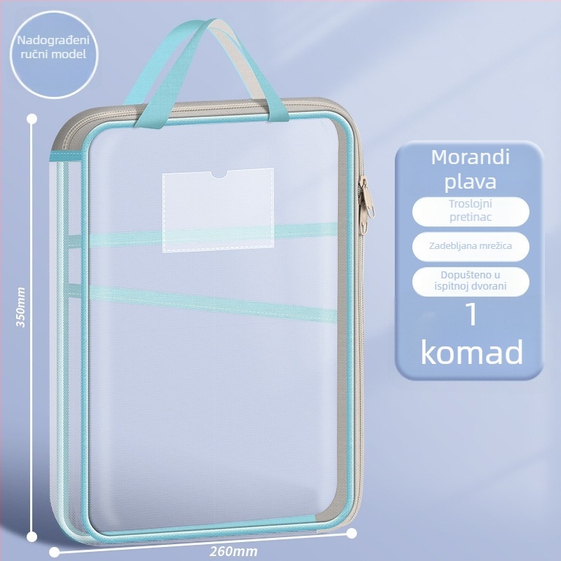 Nylon torba za klasifikaciju predmeta u obliku L, 3D rebrasti dizajn, velik kapacitet za domaće zadatke i dokumente