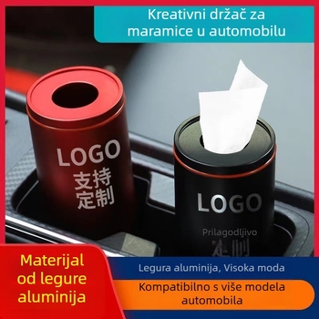 Kutija za papirnate maramice za automobil, kružni spremnik od aluminijske legure, prilagodljiv dizajn