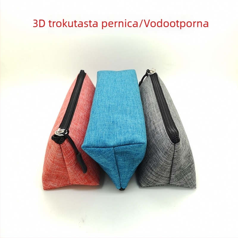 3D trokutasta torbica za olovke, velika kapaciteta, vodootporan oksford materijal, set školskih potrepština za učenike osnovne škole, otporan na mrlje